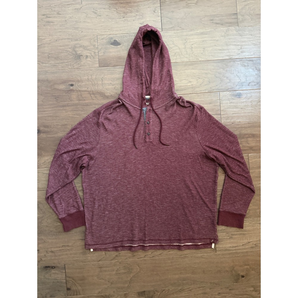 Alesbury Hoodie Mens XXL Burgundy 100% Cotton Marled Henley Pullover Casual